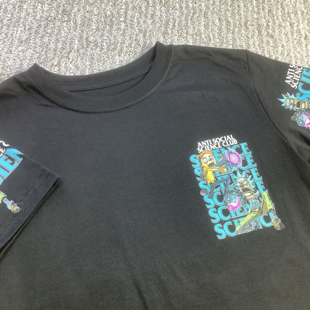 Fresh Laundry Kids Anti Social Science Club Rick and‎ Morty Black T Shirt Size S